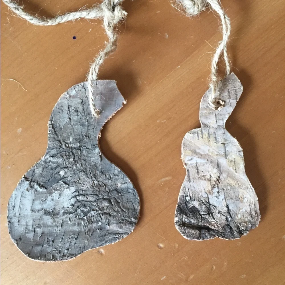 Birch bark rustic fall pumpkin ornament garland